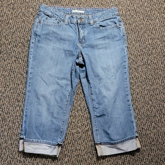 TOMMY HILFIGER VINTAGE SIZE 10 WOMEN'S BLUE DENIM CASUAL CUFFED CAPRI JEANS - Picture 9 of 16